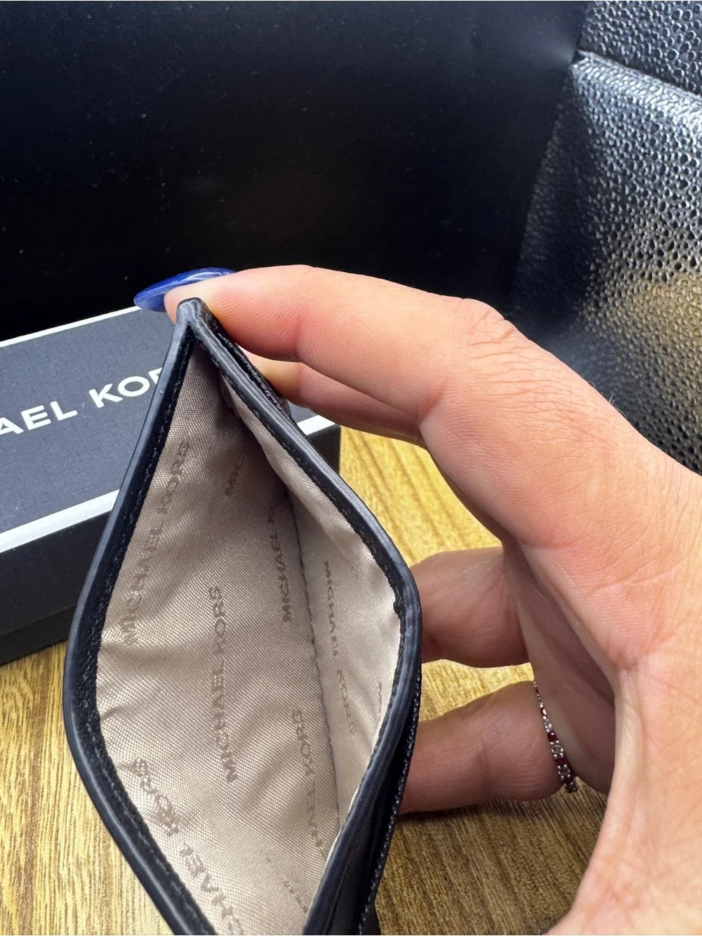 Michael Kors Black Saffiano Leather Slim Card Case w/Box